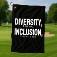 Diversity Vs Inclusion Golf Towel thumb 1