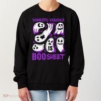 Domestic Violence Is Boo Sheet Ghost Purple Ribbon Halloween Women's Sweatshirt thumb 0