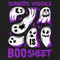 Domestic Violence Is Boo Sheet Ghost Purple Ribbon Halloween Women's Sweatshirt thumb 2