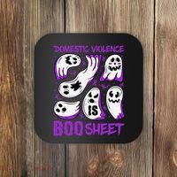 Domestic Violence Is Boo Sheet Ghost Purple Ribbon Halloween Coaster thumb 0