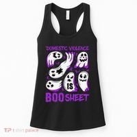 Domestic Violence Is Boo Sheet Ghost Purple Ribbon Halloween Women's Tank Top thumb 0