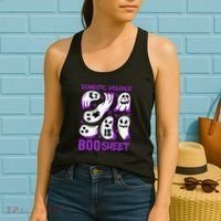 Domestic Violence Is Boo Sheet Ghost Purple Ribbon Halloween Women's Tank Top thumb 2