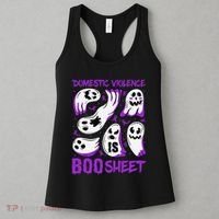 Domestic Violence Is Boo Sheet Ghost Purple Ribbon Halloween Women's Tank Top thumb 3