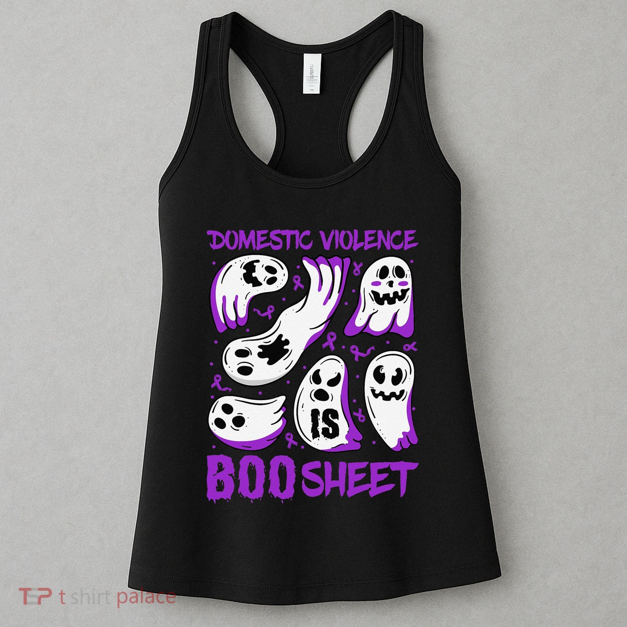 Domestic Violence Is Boo Sheet Ghost Purple Ribbon Halloween Women's Tank Top