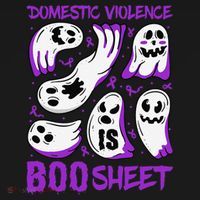 Domestic Violence Is Boo Sheet Ghost Purple Ribbon Halloween Baby Bodysuit thumb 2