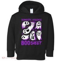 Domestic Violence Is Boo Sheet Ghost Purple Ribbon Halloween Toddler Hoodie thumb 0