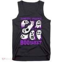 Domestic Violence Is Boo Sheet Ghost Purple Ribbon Halloween Tank Top thumb 0