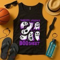 Domestic Violence Is Boo Sheet Ghost Purple Ribbon Halloween Tank Top thumb 4