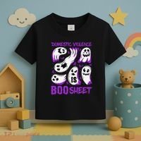 Domestic Violence Is Boo Sheet Ghost Purple Ribbon Halloween Toddler T-Shirt thumb 3