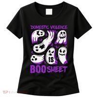 Domestic Violence Is Boo Sheet Ghost Purple Ribbon Halloween Women's T-Shirt thumb 0