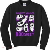 Domestic Violence Is Boo Sheet Ghost Purple Ribbon Halloween Kids Sweatshirt thumb 0