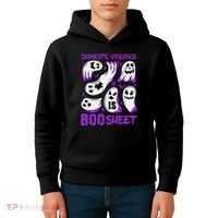 Domestic Violence Is Boo Sheet Ghost Purple Ribbon Halloween Kids Hoodie thumb 4