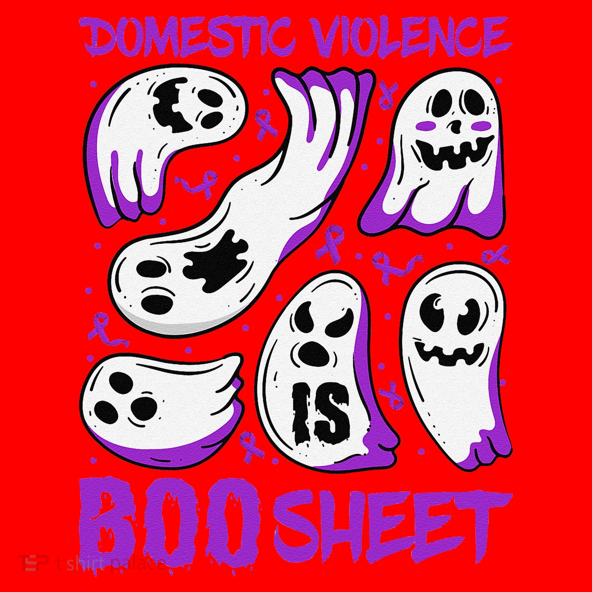 Domestic Violence Is Boo Sheet Ghost Purple Ribbon Halloween Santa Hat
