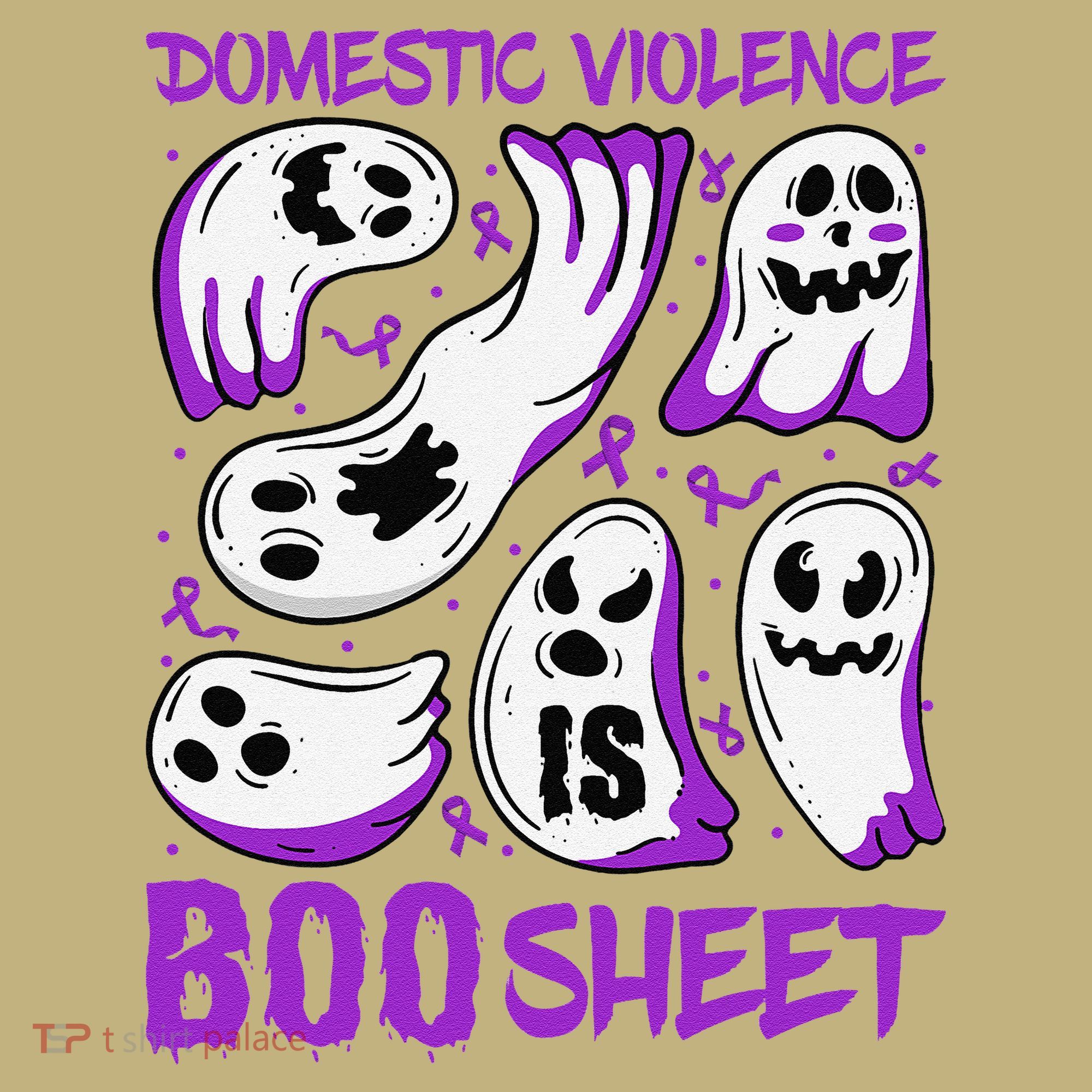 Domestic Violence Is Boo Sheet Ghost Purple Ribbon Halloween Hoodie