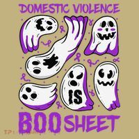 Domestic Violence Is Boo Sheet Ghost Purple Ribbon Halloween Long Sleeve Shirt thumb 2