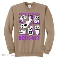 Domestic Violence Is Boo Sheet Ghost Purple Ribbon Halloween Sweatshirt thumb 0
