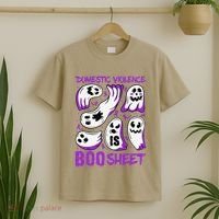 Domestic Violence Is Boo Sheet Ghost Purple Ribbon Halloween T-Shirt thumb 2