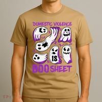 Domestic Violence Is Boo Sheet Ghost Purple Ribbon Halloween T-Shirt thumb 3