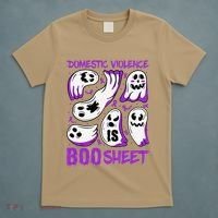 Domestic Violence Is Boo Sheet Ghost Purple Ribbon Halloween T-Shirt thumb 5