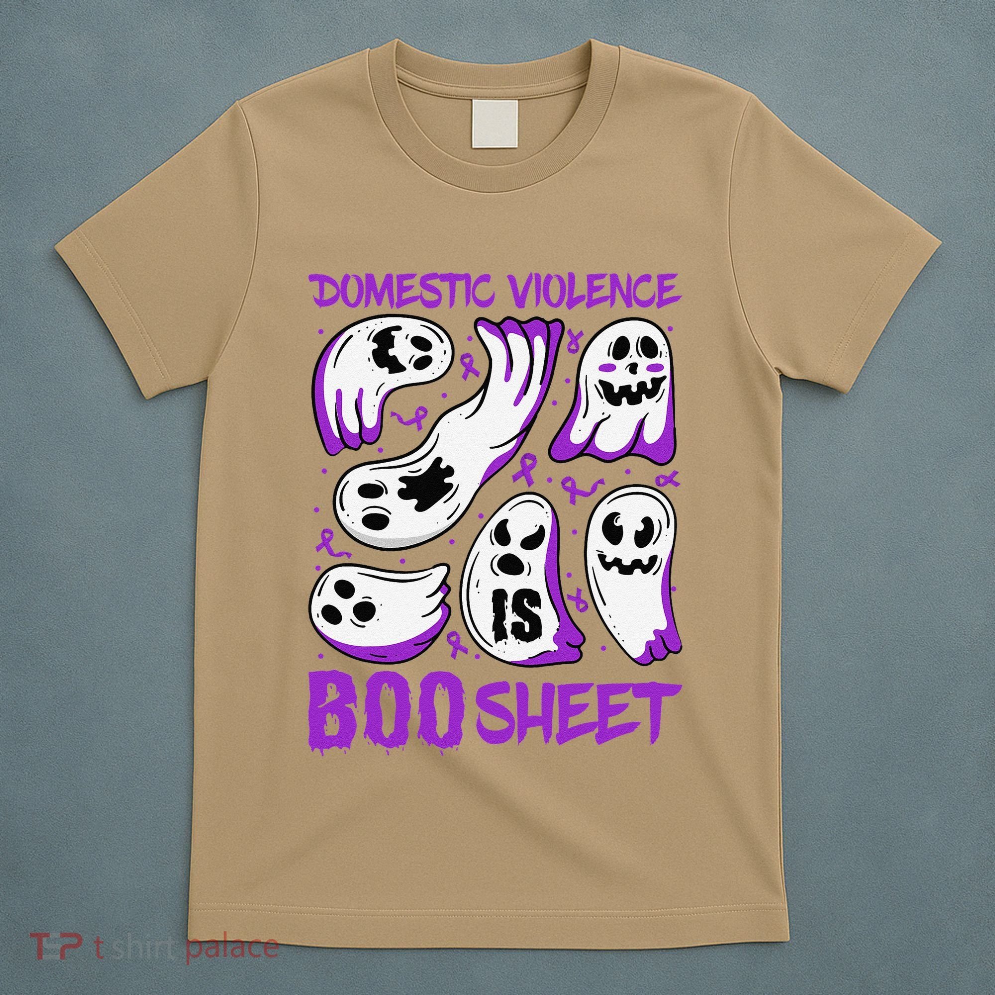 Domestic Violence Is Boo Sheet Ghost Purple Ribbon Halloween T-Shirt