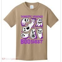 Domestic Violence Is Boo Sheet Ghost Purple Ribbon Halloween Kids T-Shirt thumb 0