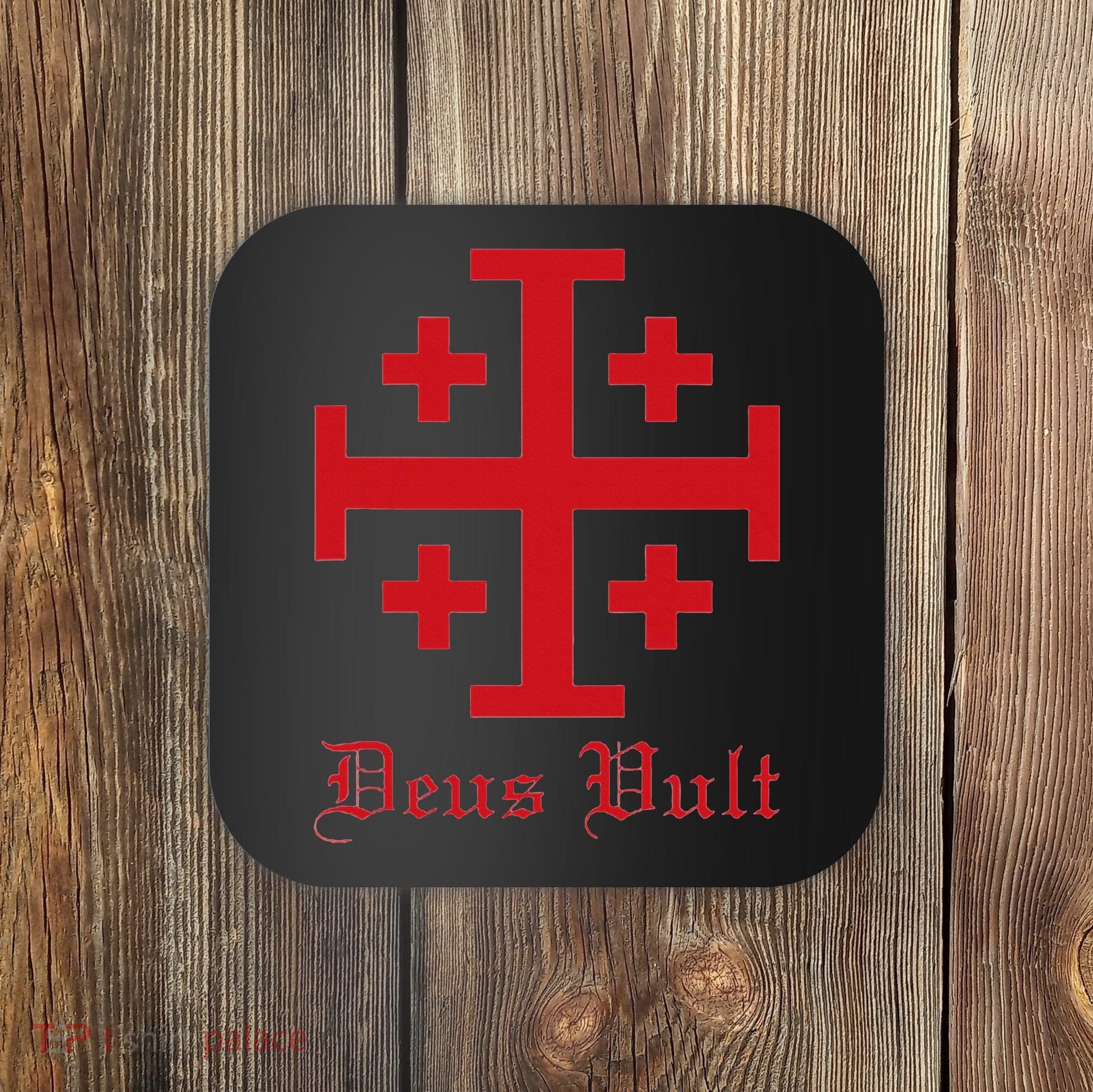 Deus Vult Jerusalem Cross Order Of The Holy Sepulchre Knight Coaster
