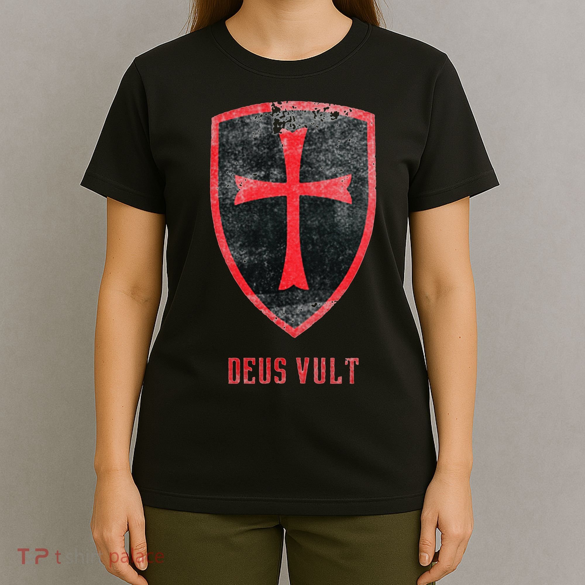 Deus Vult Knight Templar Cross Templar Vintage Medieval T-Shirt
