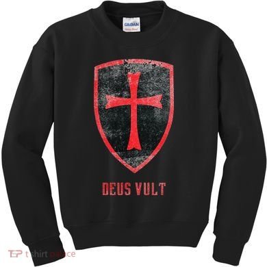Deus Vult Knight Templar Cross Templar Vintage Medieval Kids Sweatshirt