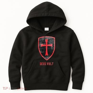 Deus Vult Knight Templar Cross Templar Vintage Medieval Kids Hoodie