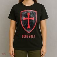 Deus Vult Knight Templar Cross Templar Vintage Medieval T-Shirt thumb 4