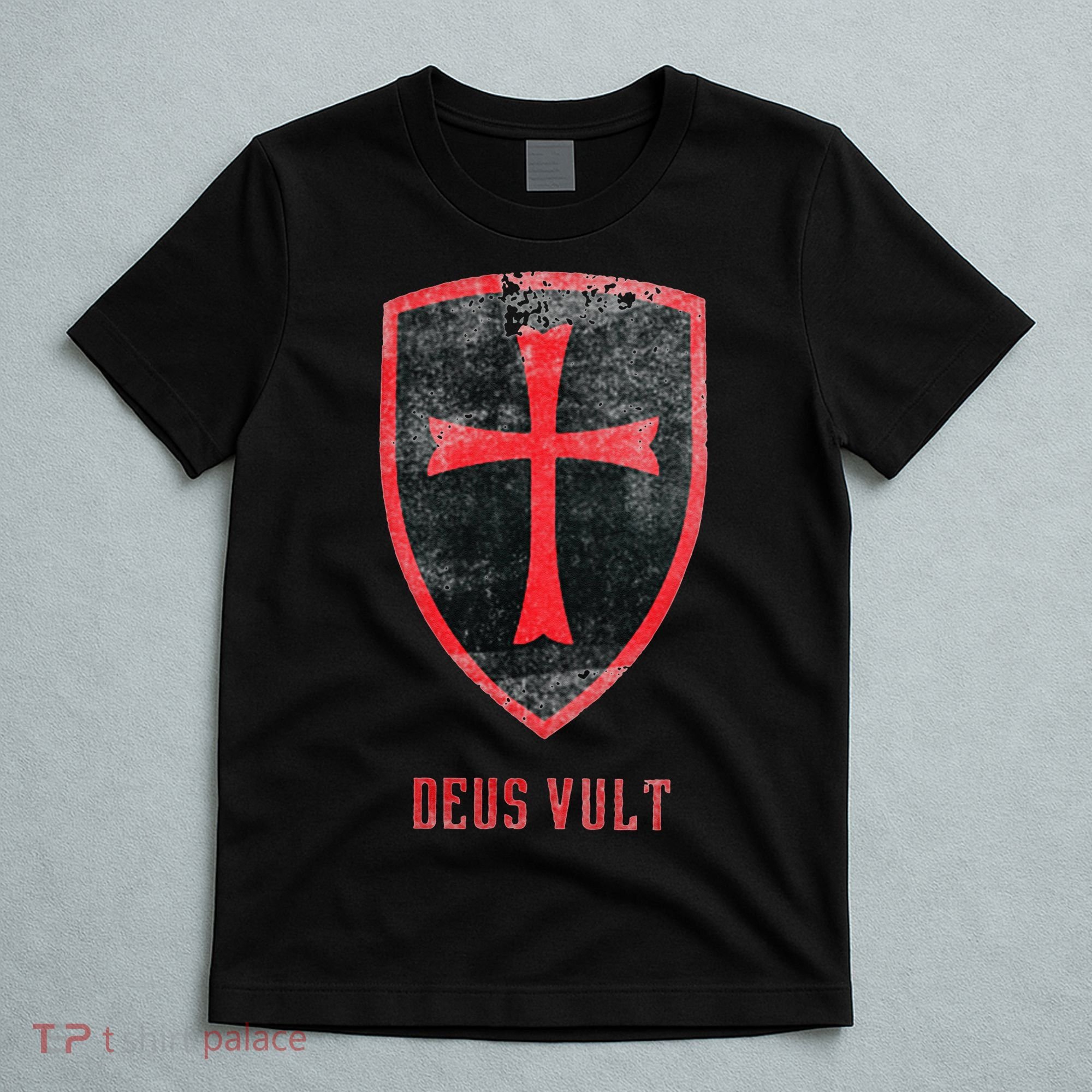 Deus Vult Knight Templar Cross Templar Vintage Medieval T-Shirt