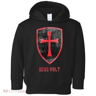 Deus Vult Knight Templar Cross Templar Vintage Medieval Toddler Hoodie