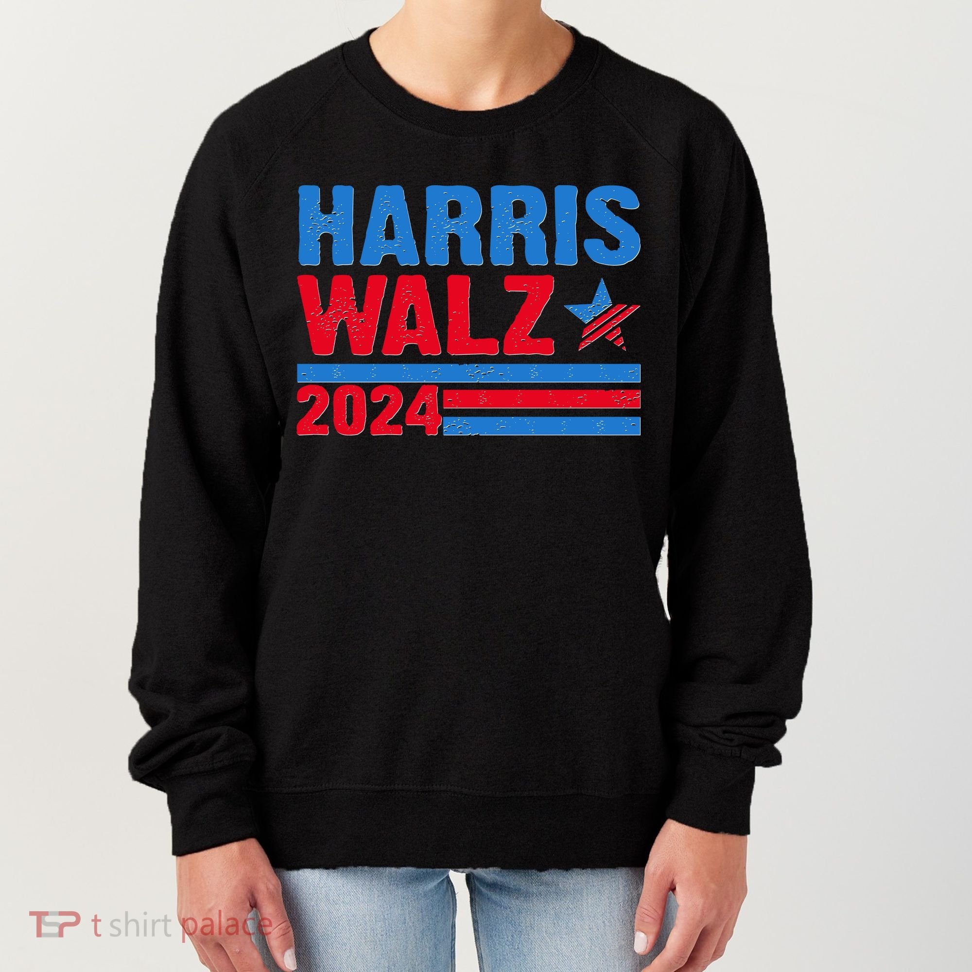 Distressed Vote Kamala Harris Tim Walz 2024 Election Women's Sweatshirt