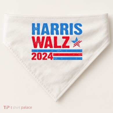 Distressed Vote Kamala Harris Tim Walz 2024 Election USA-Made Doggie Bandana