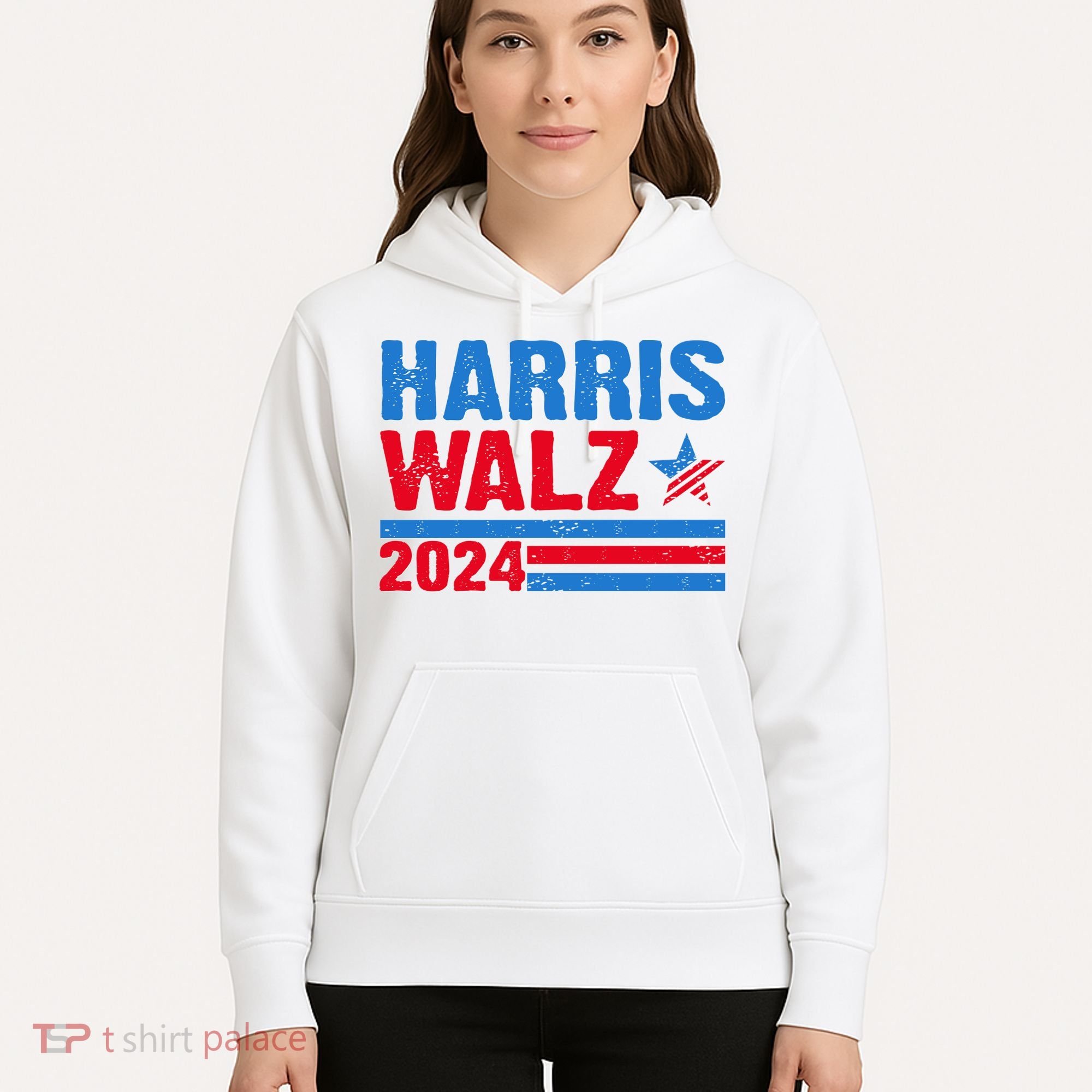 Distressed Vote Kamala Harris Tim Walz 2024 Election Hoodie