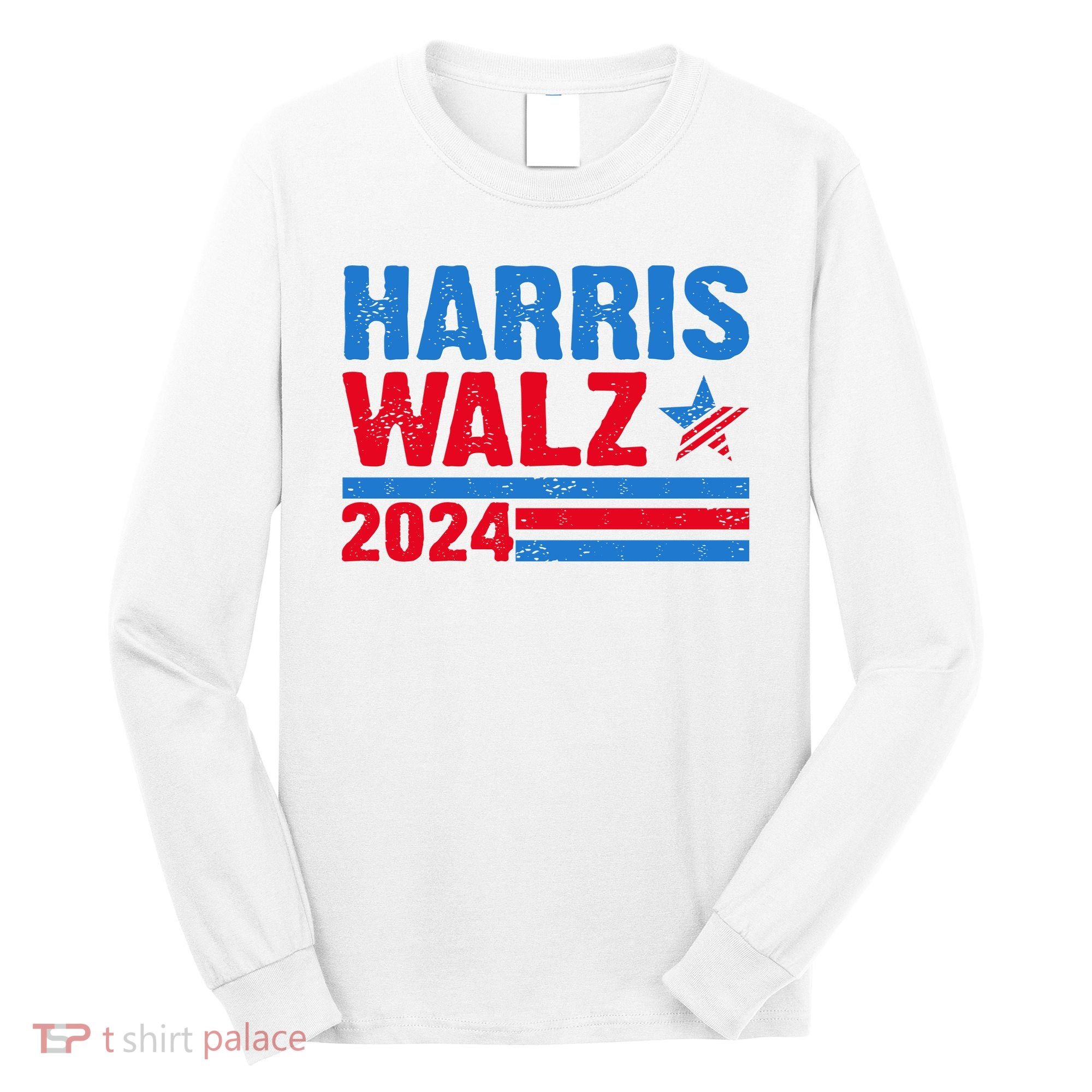 Distressed Vote Kamala Harris Tim Walz 2024 Election Long Sleeve Shirt