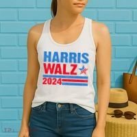 Distressed Vote Kamala Harris Tim Walz 2024 Election Women's Tank Top thumb 2