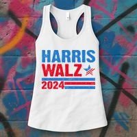 Distressed Vote Kamala Harris Tim Walz 2024 Election Women's Tank Top thumb 3