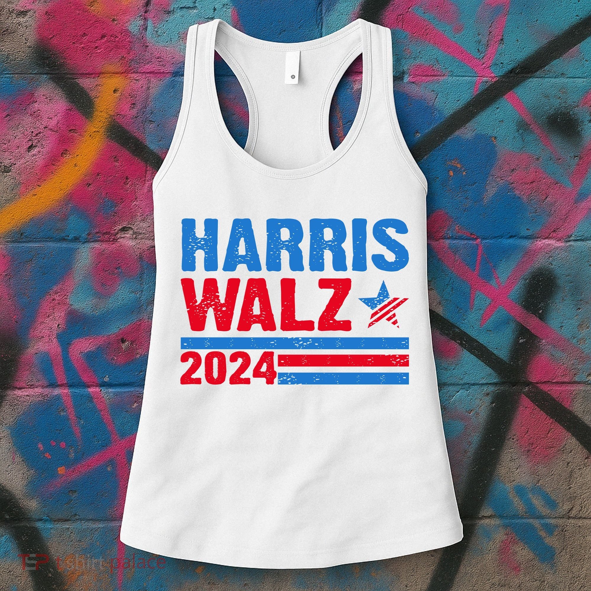 Distressed Vote Kamala Harris Tim Walz 2024 Election Women's Tank Top