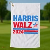 Distressed Vote Kamala Harris Tim Walz 2024 Election Golf Towel thumb 1