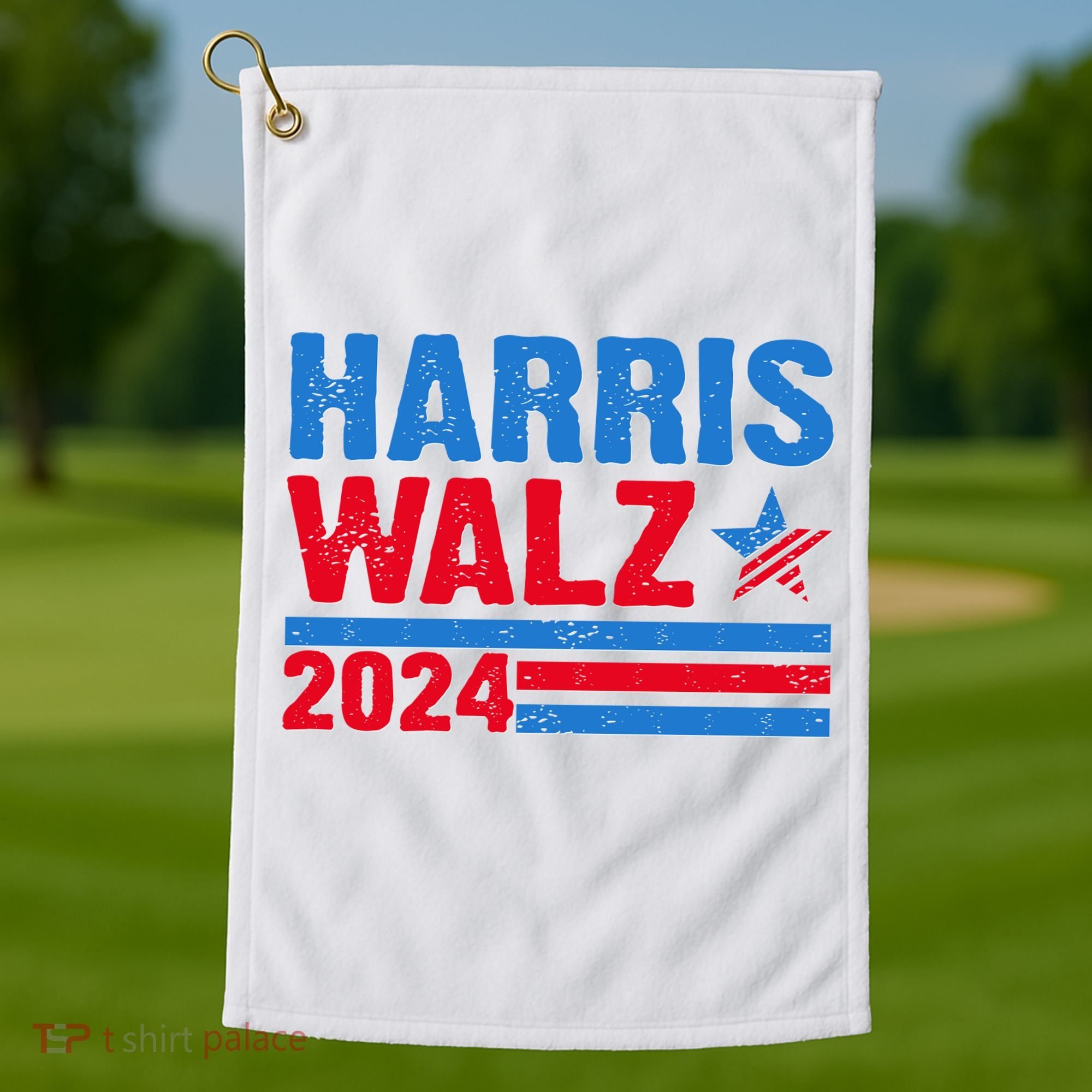 Distressed Vote Kamala Harris Tim Walz 2024 Election Golf Towel