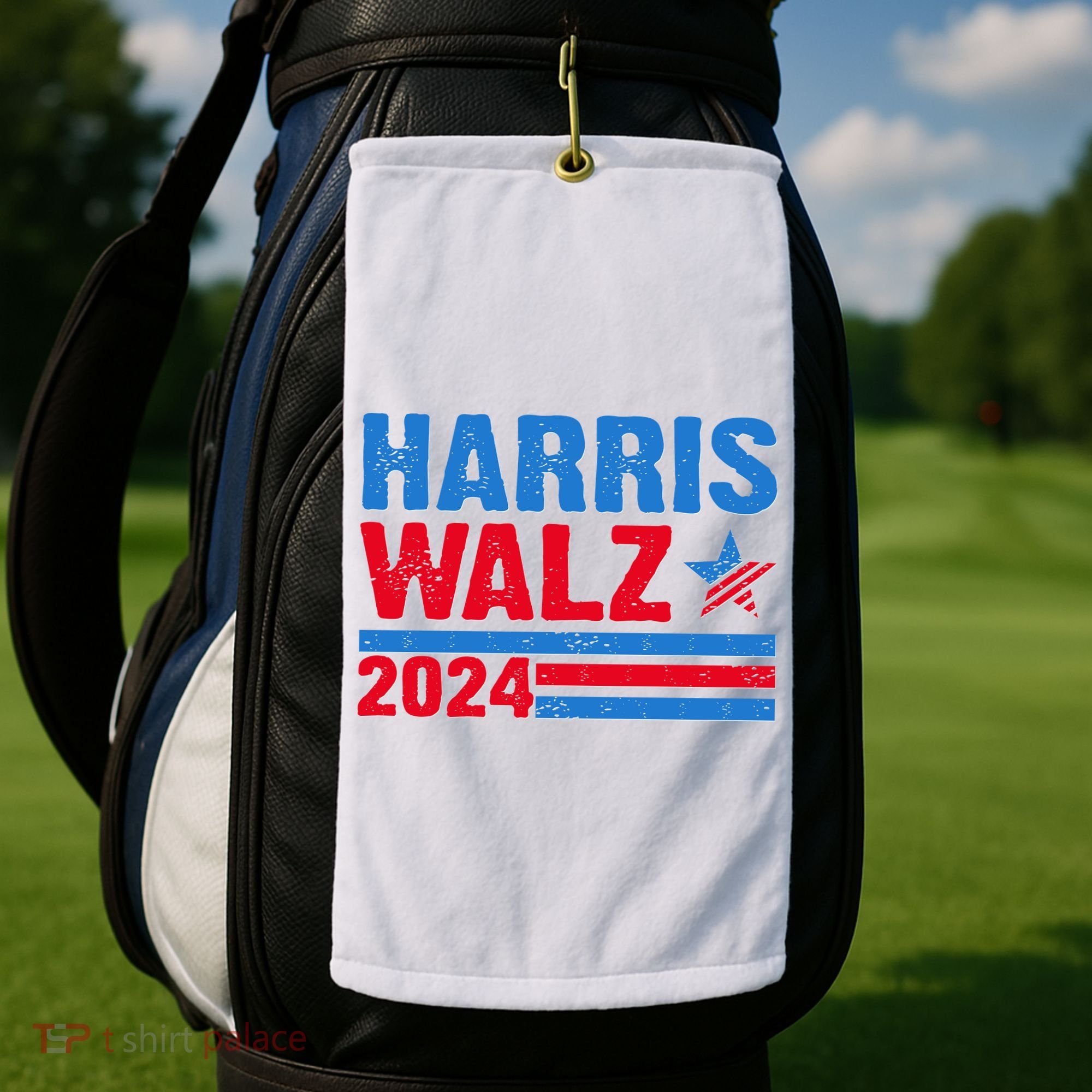 Distressed Vote Kamala Harris Tim Walz 2024 Election Golf Towel