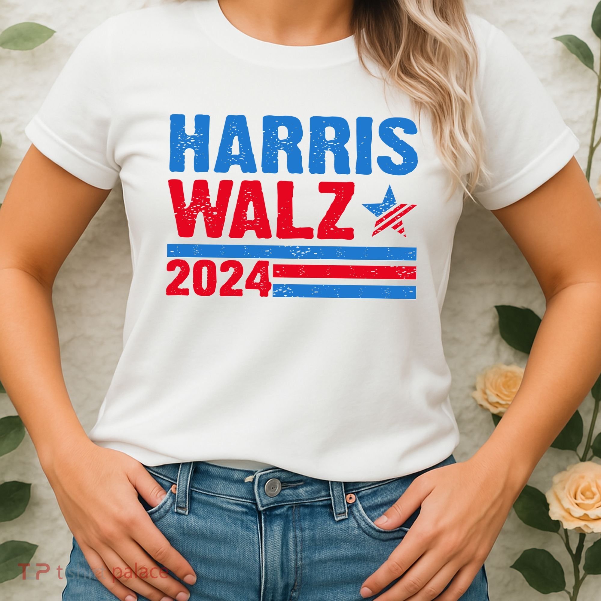 Distressed Vote Kamala Harris Tim Walz 2024 Election Women's T-Shirt