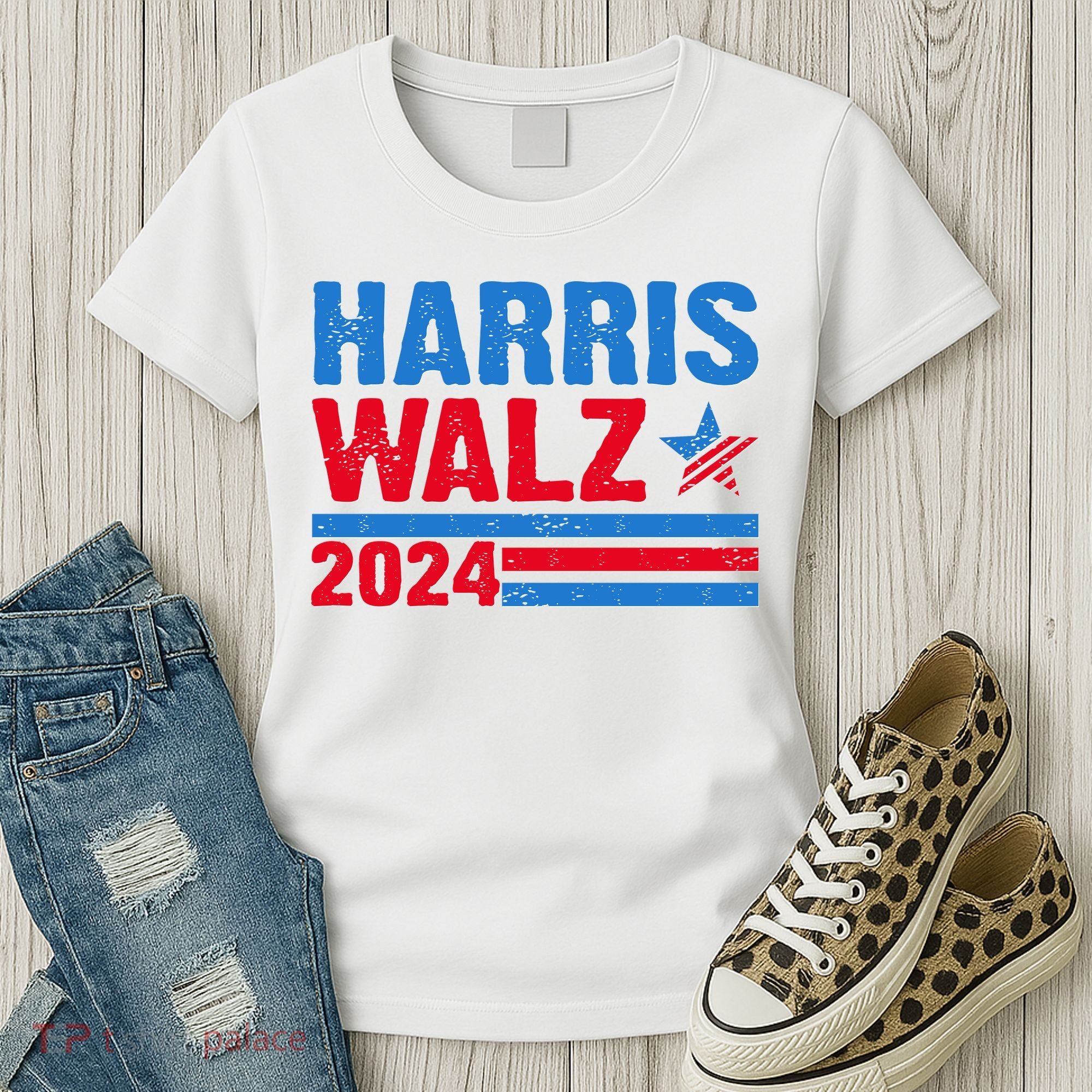 Distressed Vote Kamala Harris Tim Walz 2024 Election Women's T-Shirt