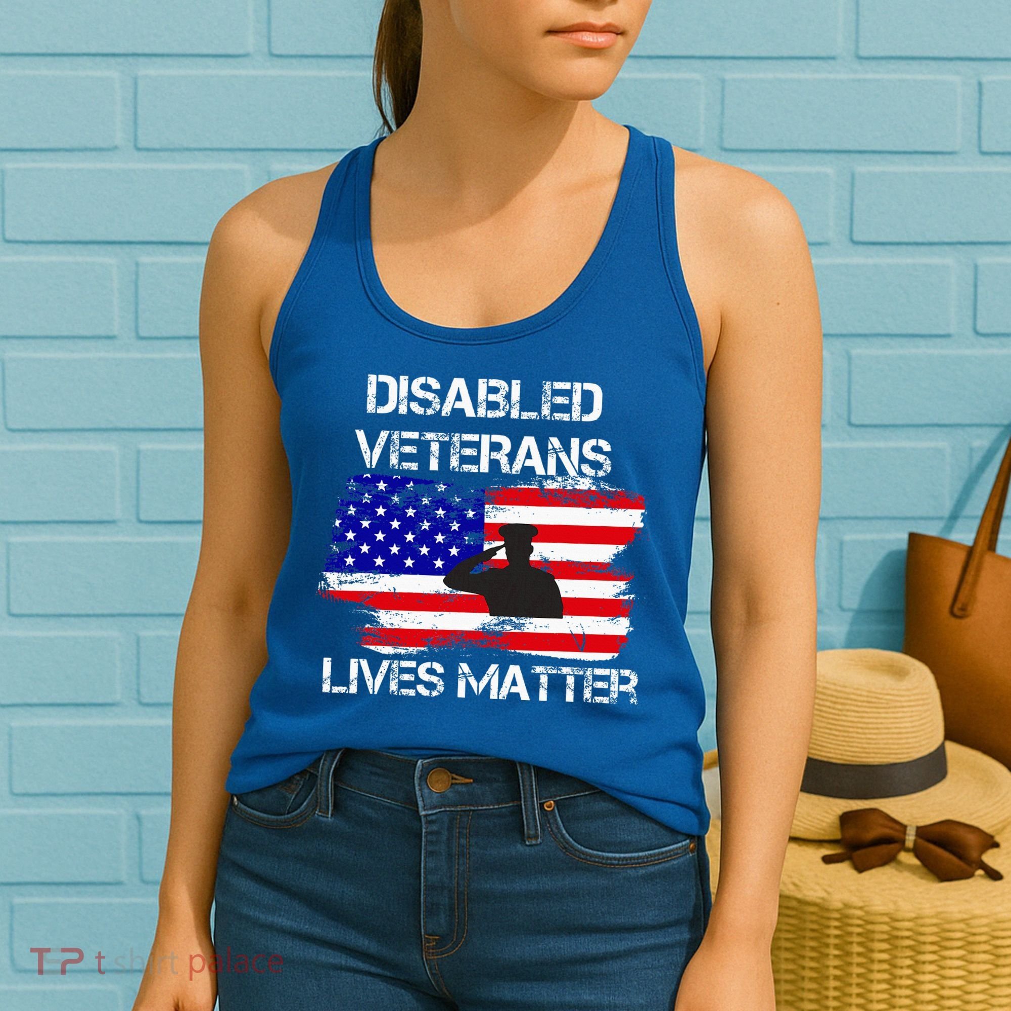 Disabled Veteran Lives Matter American Us Flag Military Women's Tank Top