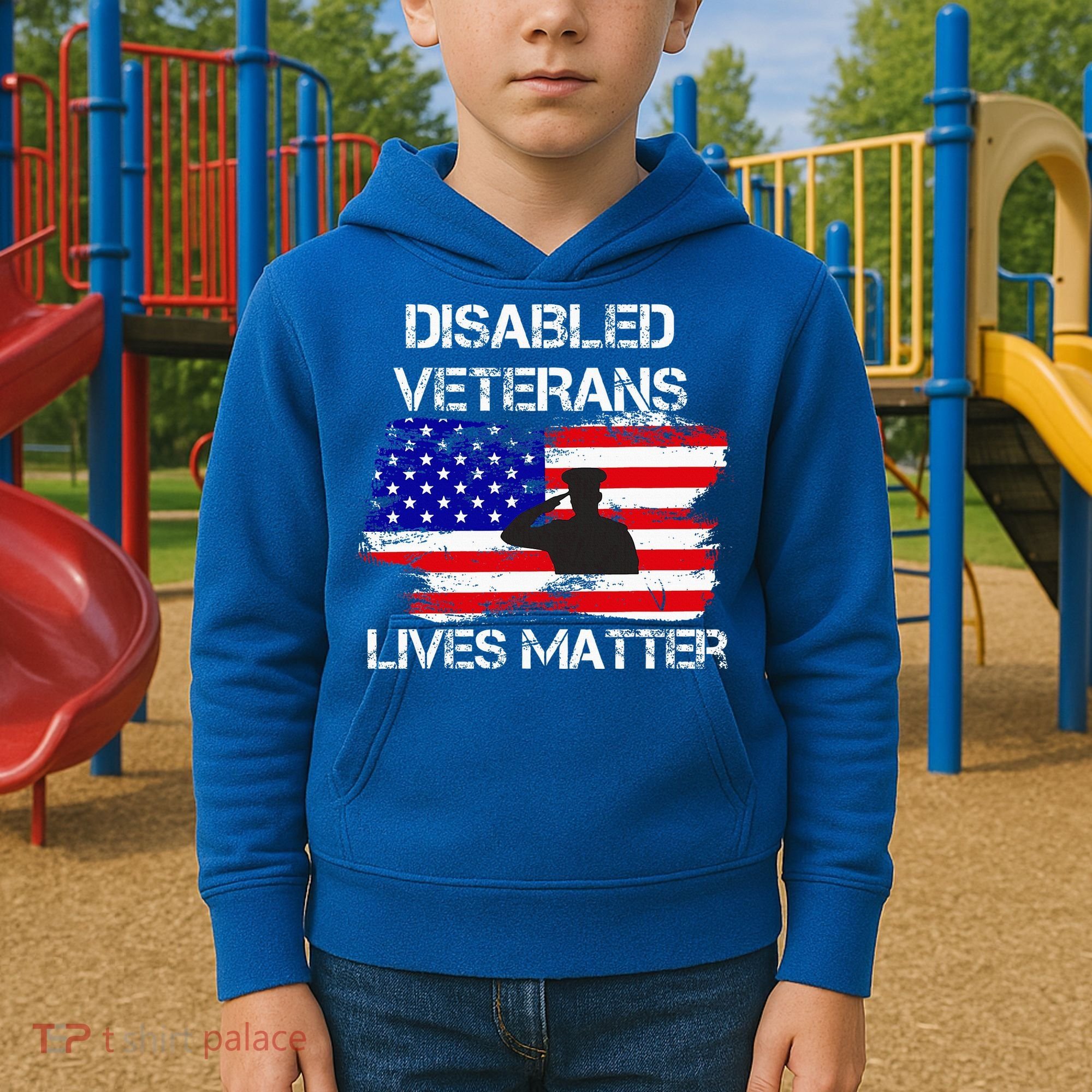 Disabled Veteran Lives Matter American Us Flag Military Kids Hoodie