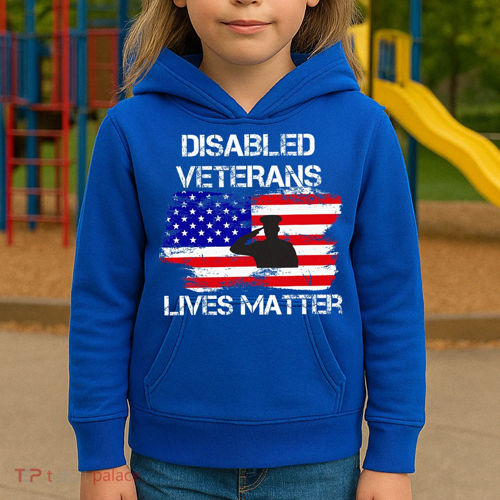 Disabled Veteran Lives Matter American Us Flag Military Kids Hoodie