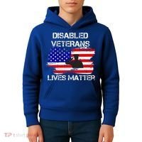 Disabled Veteran Lives Matter American Us Flag Military Kids Hoodie thumb 4