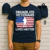 Disabled Veteran Lives Matter Flag American Us Vet Military T-Shirt thumb 6