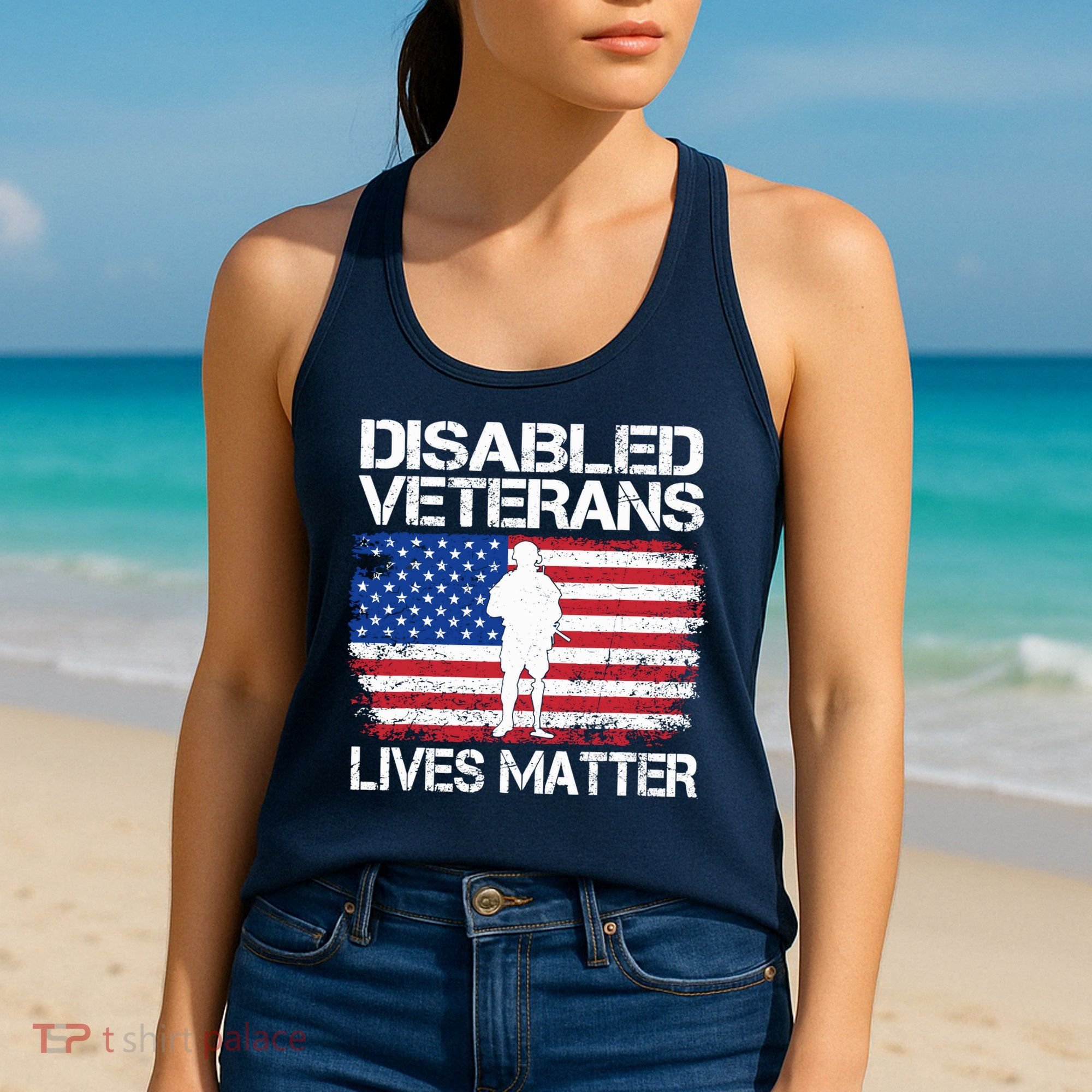 Disabled Veteran Lives Matter Flag American Us Vet Military Women's Tank Top